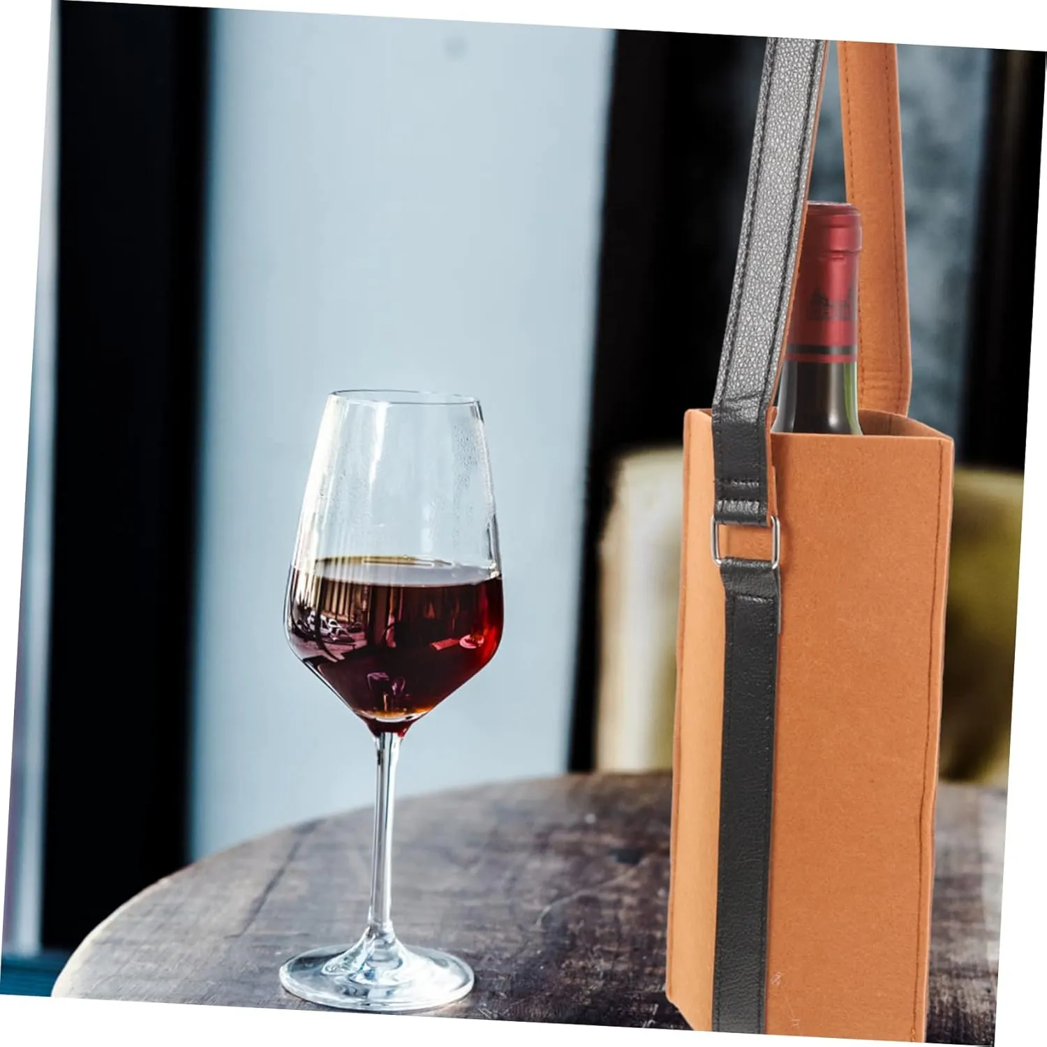 PRETYZOOM Felt Wine Bottle Carrier Bag Stylish Single Serving Wine Tote with Handle Shopping Bag for Parties Special Occasions