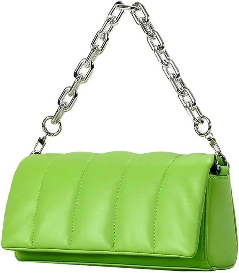 PU Leather Quilted Shoulder Bags for Ladies: Y2k Hobo Handbags Featuring Chain Straps and Stylish Clutch Purses