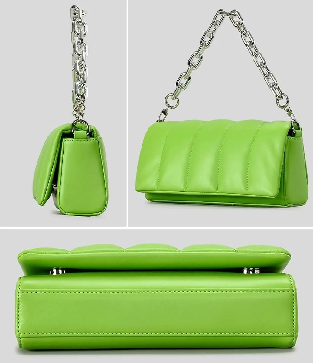 PU Leather Quilted Shoulder Bags for Ladies: Y2k Hobo Handbags Featuring Chain Straps and Stylish Clutch Purses