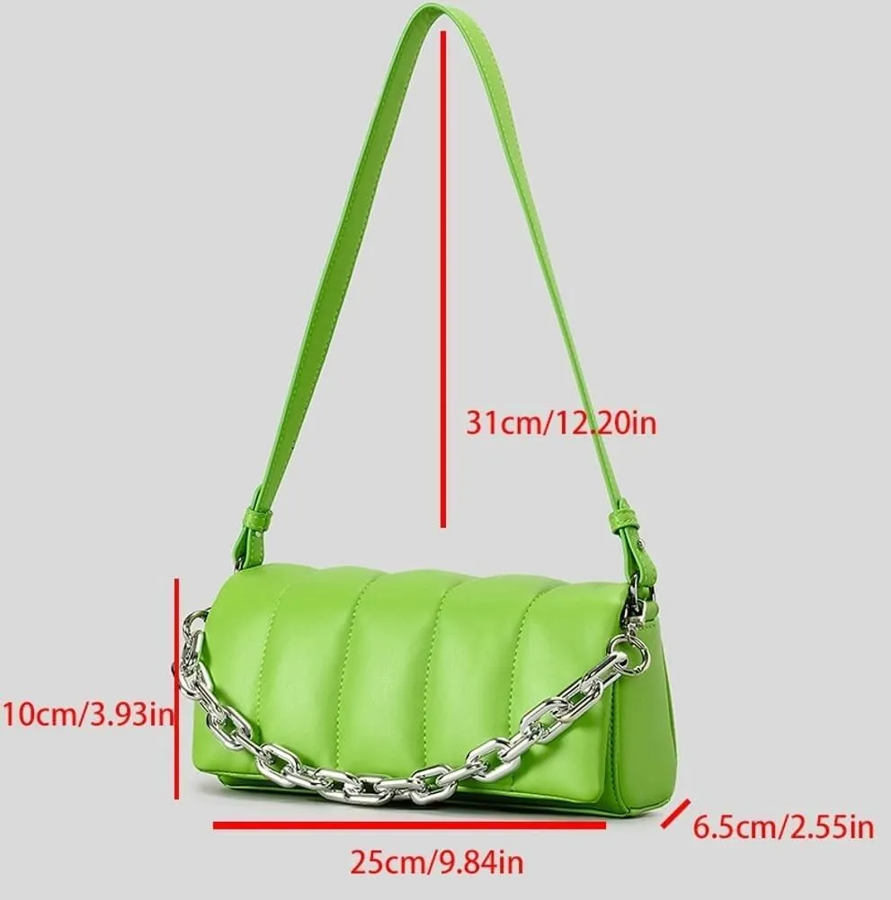 PU Leather Quilted Shoulder Bags for Ladies: Y2k Hobo Handbags Featuring Chain Straps and Stylish Clutch Purses