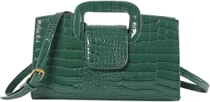 PU Leather Shoulder Crocodile Embossed Crossbody for Women Handbag Medium Capacity Messenger Vintage Flap Satchel