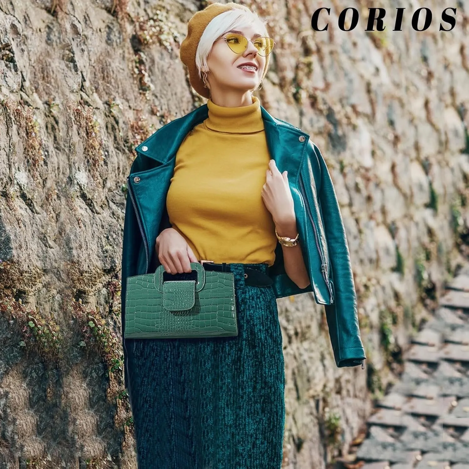 PU Leather Shoulder Crocodile Embossed Crossbody for Women Handbag Medium Capacity Messenger Vintage Flap Satchel