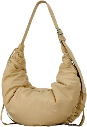 Puffer Crescent Bag for Women Nylon Padded Luna Shoulder Bag Hobo Purse Lightweight Shoulder Handbag