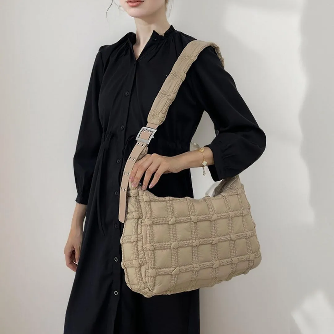 Puffer Tote Bag for Women Quilted Crossbody Carryall Bag Puffy Shoulder Bag Hobo Bubble Purse Nylon Handbag Lightweight