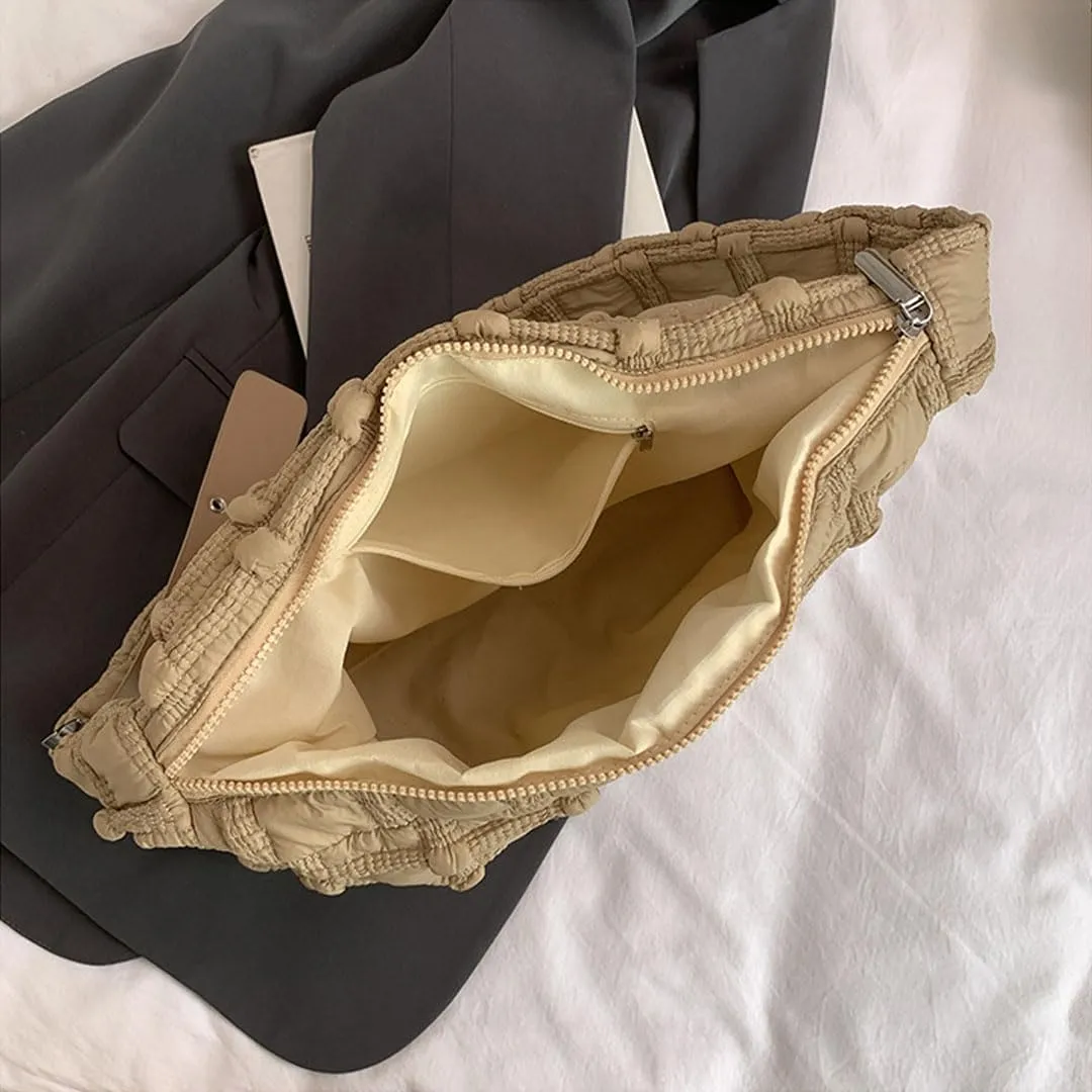 Puffer Tote Bag for Women Quilted Crossbody Carryall Bag Puffy Shoulder Bag Hobo Bubble Purse Nylon Handbag Lightweight
