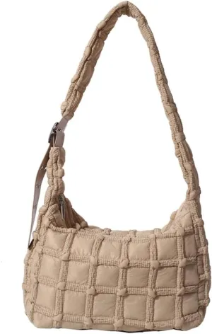Puffer Tote Bag for Women Quilted Crossbody Carryall Bag Puffy Shoulder Bag Hobo Bubble Purse Nylon Handbag Lightweight