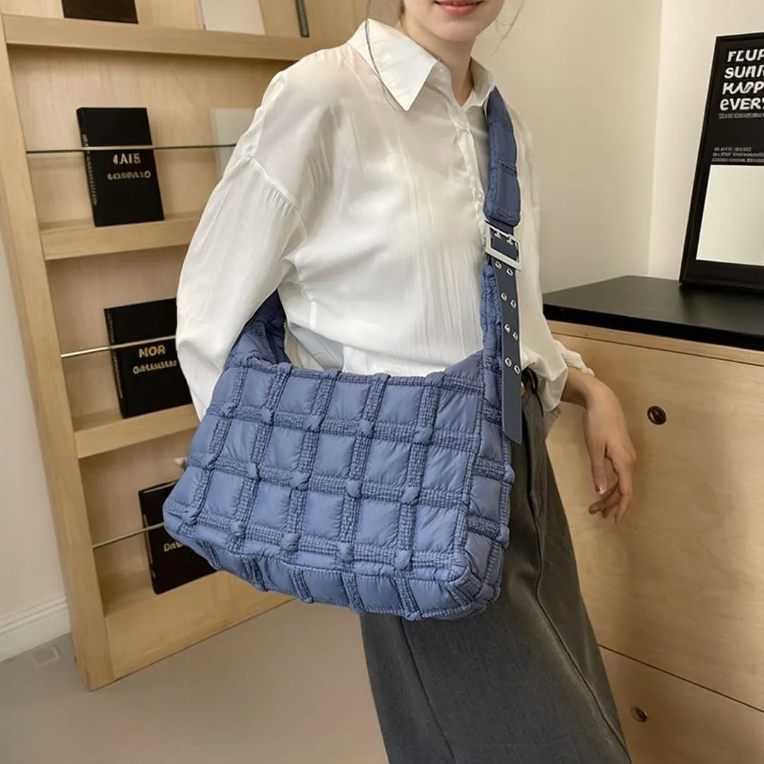 Puffer Tote Bag for Women Quilted Crossbody Carryall Bag Puffy Shoulder Bag Hobo Bubble Purse Nylon Handbag Lightweight