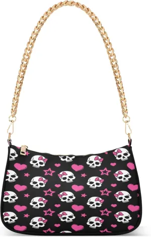 Purple Music Notes Polka Dot Retro Formal Purse Women Clutch Handbag Cute Prints Shoulder Tote