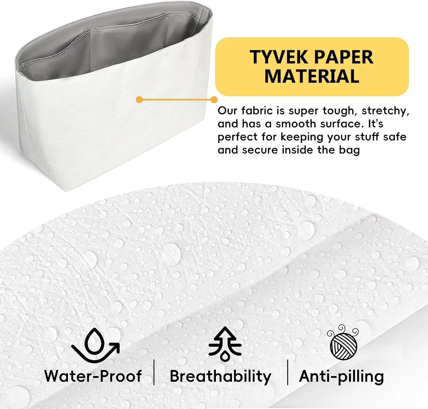 Purse Organizer Insert for Handbag Tyvek Paper Inner Bag Organizers Compatible with Goyard Hobo Bag with Practical Pockets (Etain,Hobo)