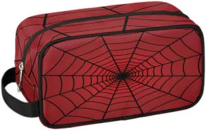 Red Spider Web Travel Toiletry Bag for Boys Men, Waterproof Hanging Dopp Kit for Women, Shaving Bag with Large Capacity for Travel,Sports Shower