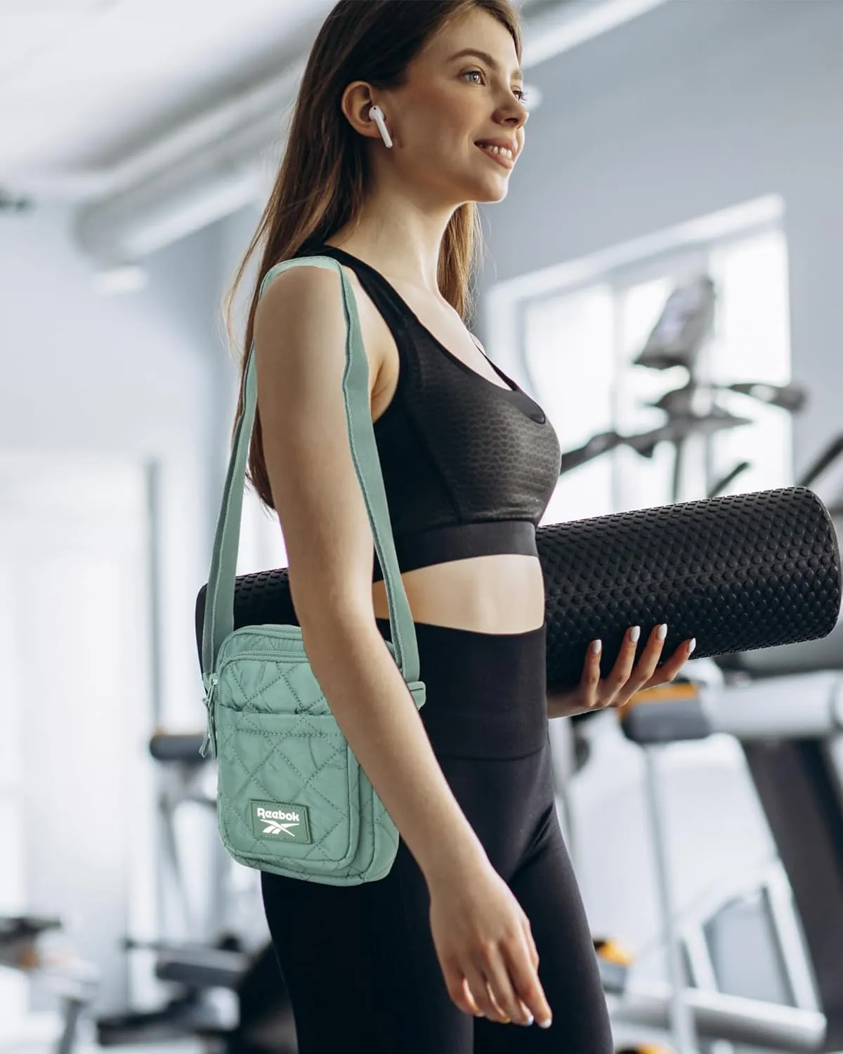 Reebok Womens Crossbody Bags - Lightweight Sling Cell Phone Purse, Quilted Small Crossbody Bags Women