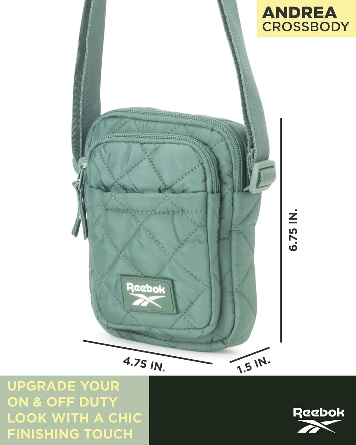 Reebok Womens Crossbody Bags - Lightweight Sling Cell Phone Purse, Quilted Small Crossbody Bags Women