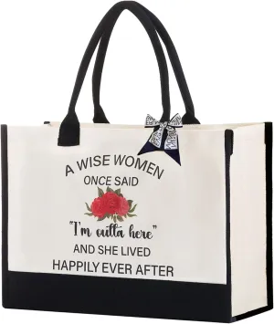 Retirement Gift for Woman Coworker: Canvas Tote Bag - Practical Retired Present for Women