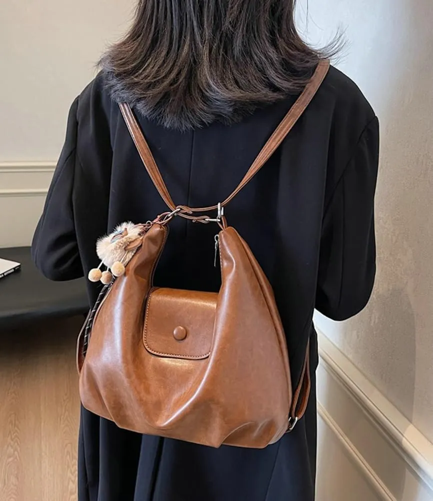 Retro Stylish PU Leather Hobo bag Tote Commute Purses Large Shoulder Crossbody Purses Convertible Bags