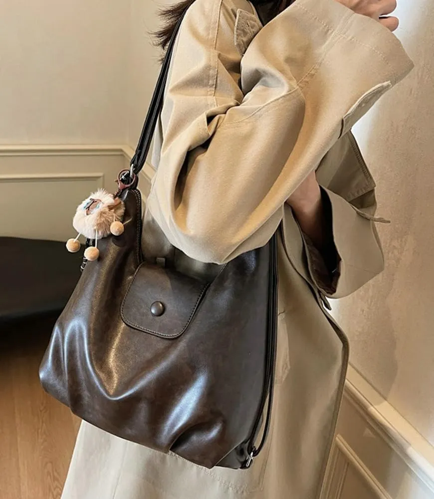 Retro Stylish PU Leather Hobo bag Tote Commute Purses Large Shoulder Crossbody Purses Convertible Bags