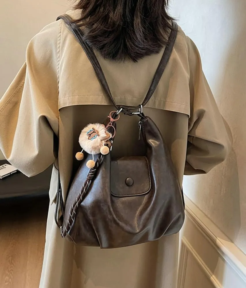 Retro Stylish PU Leather Hobo bag Tote Commute Purses Large Shoulder Crossbody Purses Convertible Bags