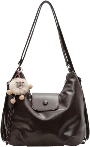 Retro Stylish PU Leather Hobo bag Tote Commute Purses Large Shoulder Crossbody Purses Convertible Bags