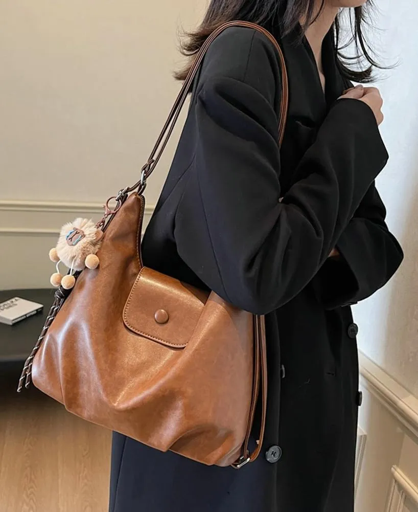 Retro Stylish PU Leather Hobo bag Tote Commute Purses Large Shoulder Crossbody Purses Convertible Bags