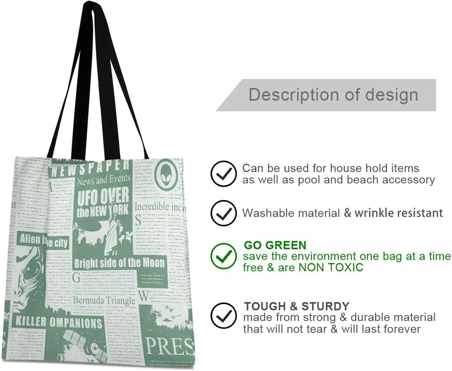 Reusable Square Canvas Tote Bag Lightweight Durable with Zipper Perfect for Work Travel Beach Gym Shopping