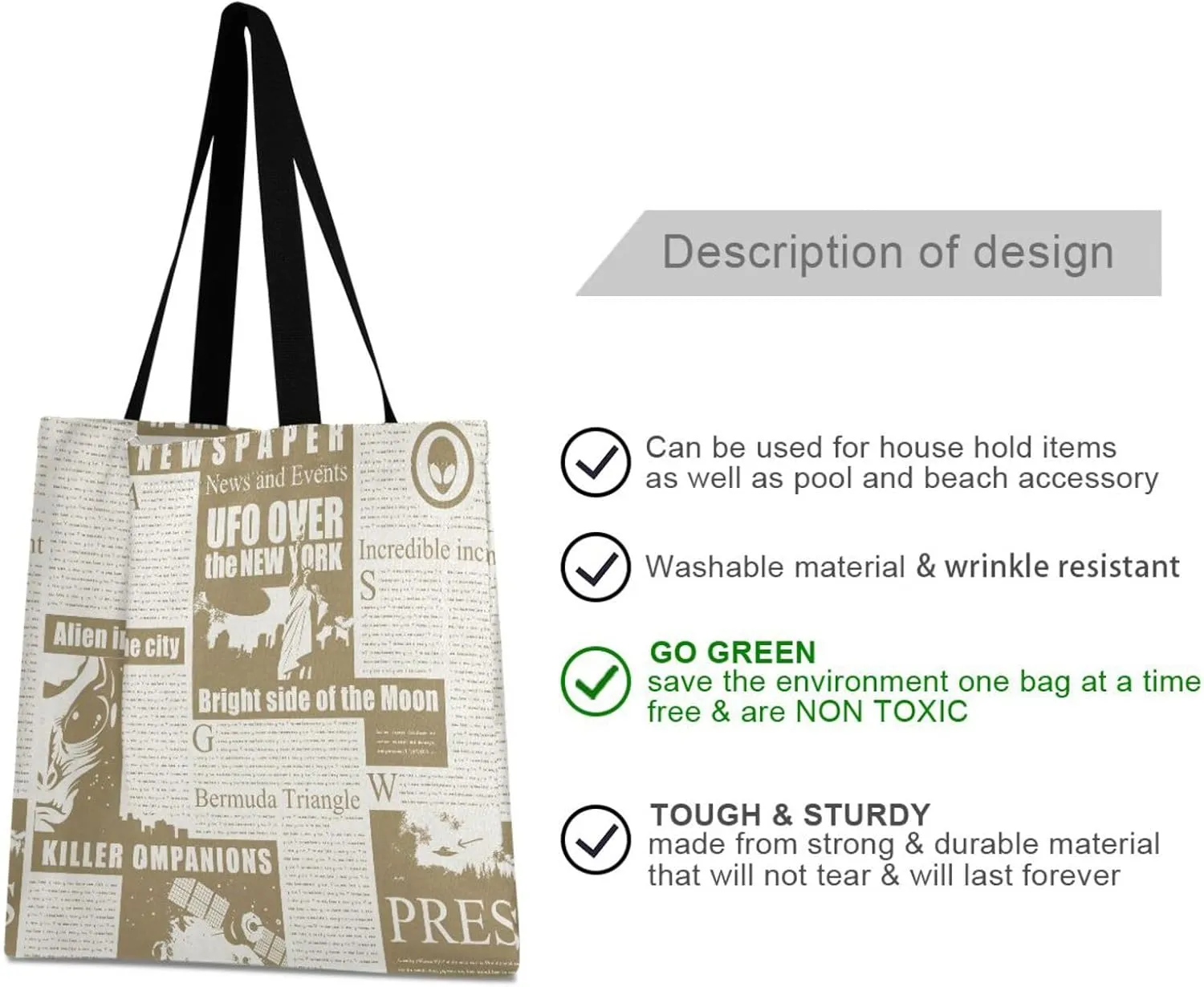 Reusable Square Canvas Tote Bag Lightweight Durable with Zipper Perfect for Work Travel Beach Gym Shopping
