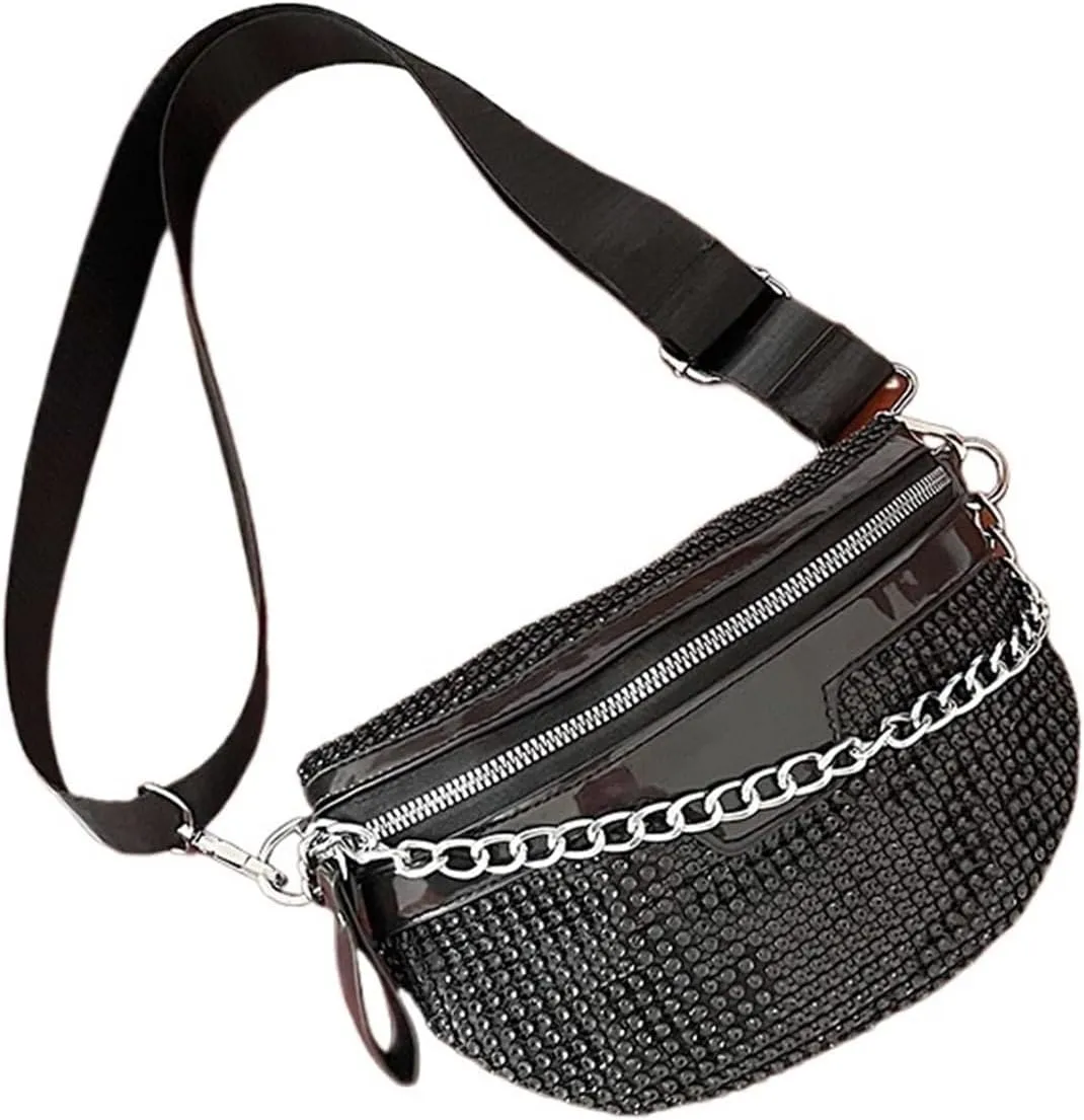 Rhinestone Purse Women Crossbody Bag Diamond Female Shoulder Bag Shiny Rhinestone Chest Bag For Ladies Waist Pack And Purses Small Wallet