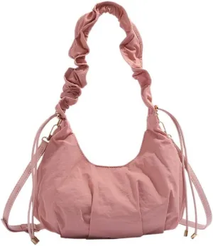 Ruched Crescent Crossbody Bags for Women Nylon Purse Cloud Handbag Lightweight Hobo Bag Slouchy Bag Messenger Bag