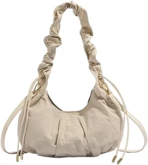 Ruched Crescent Crossbody Bags for Women Nylon Purse Cloud Handbag Lightweight Hobo Bag Slouchy Bag Messenger Bag