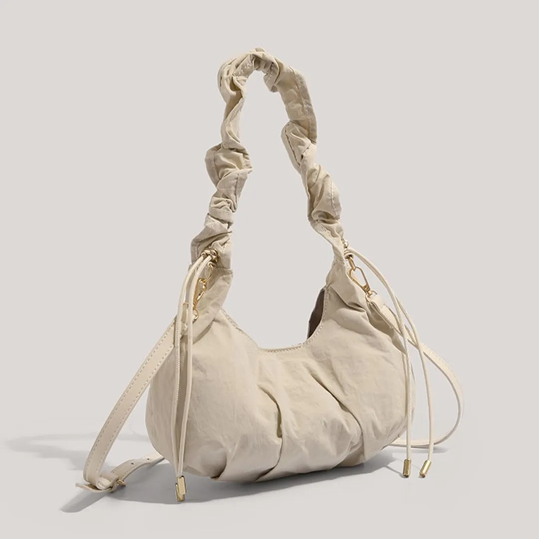Ruched Crescent Crossbody Bags for Women Nylon Purse Cloud Handbag Lightweight Hobo Bag Slouchy Bag Messenger Bag