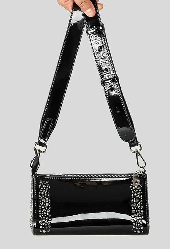 Rungion Glossy Vegan Leather Crossbody Bag for Women Small Y2k Shoulder Purses Rivet Phone Clutch Handbags Satchels 2025