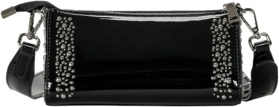 Rungion Glossy Vegan Leather Crossbody Bag for Women Small Y2k Shoulder Purses Rivet Phone Clutch Handbags Satchels 2025