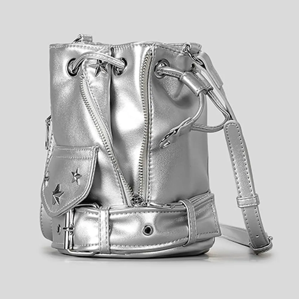 Rungion Womens Small Punk Bucket Purse Y2k Crossbody Shoulder Bags with Rivet Vegan Leather Handbag Satchels 2025