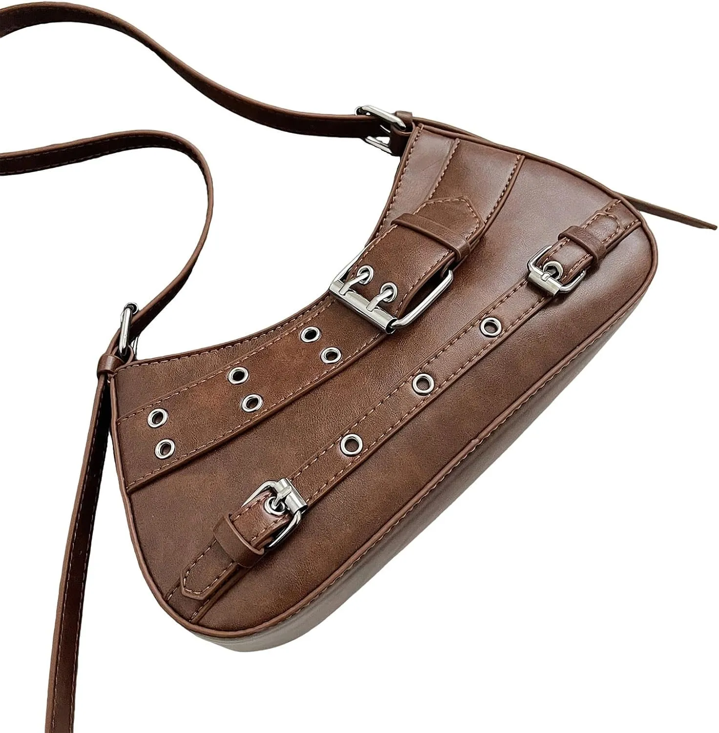 Sanxine Shoulder Bags for Women Small Y2k Purses Punk Shoulder Purse Lightweight Hobo Bag Handbags Trendy Crescent Bags