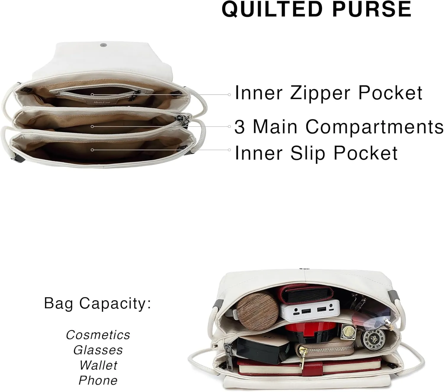 Scarleton Crossbody Bags for Women, Quilted Shoulder Bag Purse, Gold Chain Crossbody Bag Purses for Women, H2117