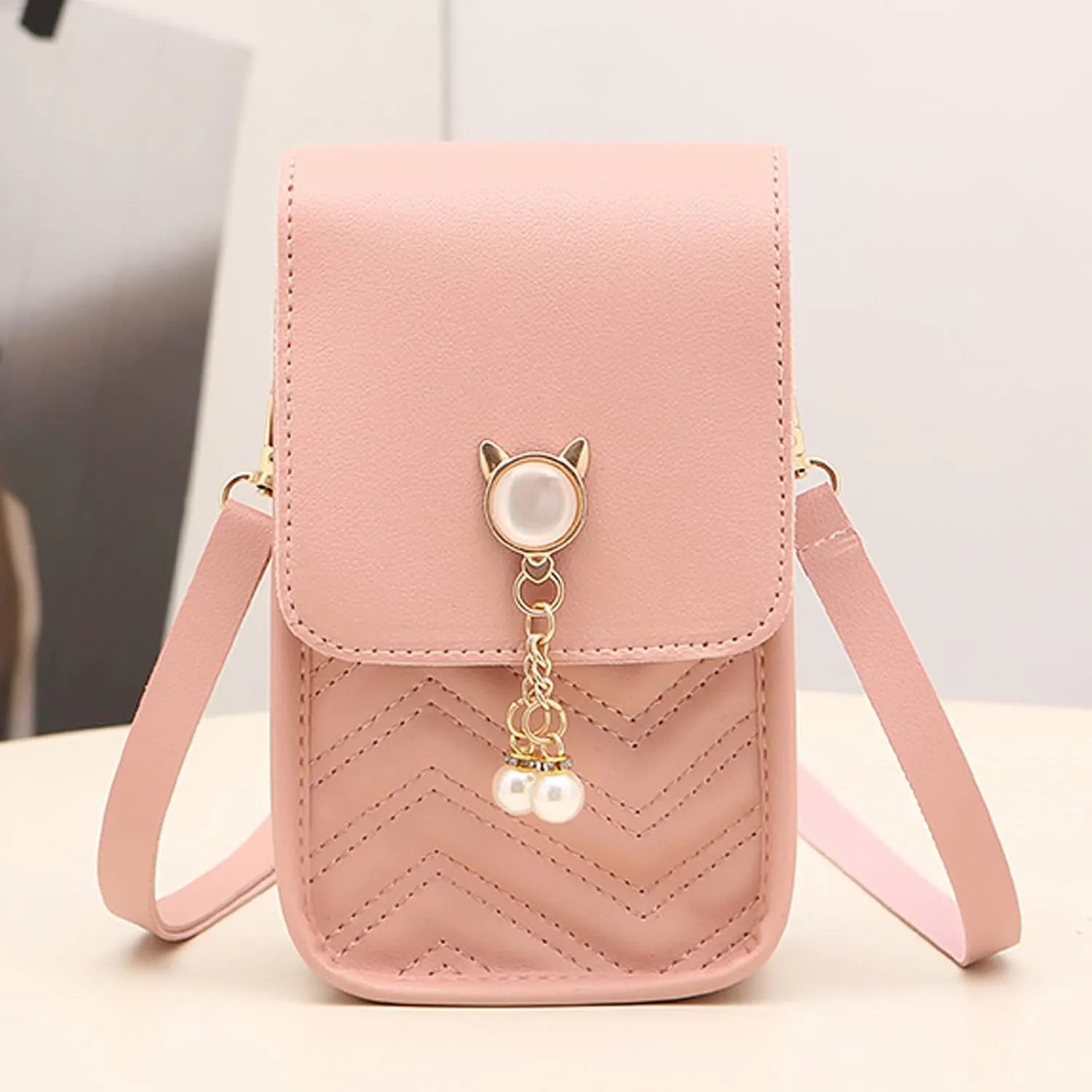 Shoulder Bag for Women Fashion Women Artificial Leather Solid Color Hasp Phone Bag Shoulder Messenger