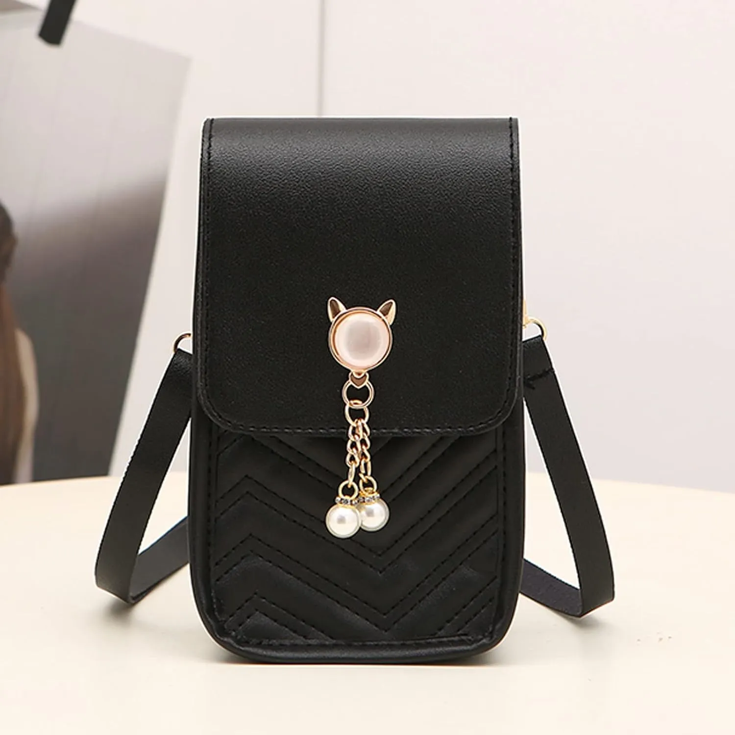 Shoulder Bag for Women Fashion Women Artificial Leather Solid Color Hasp Phone Bag Shoulder Messenger