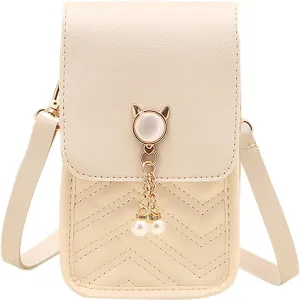 Shoulder Bag for Women Fashion Women Artificial Leather Solid Color Hasp Phone Bag Shoulder Messenger