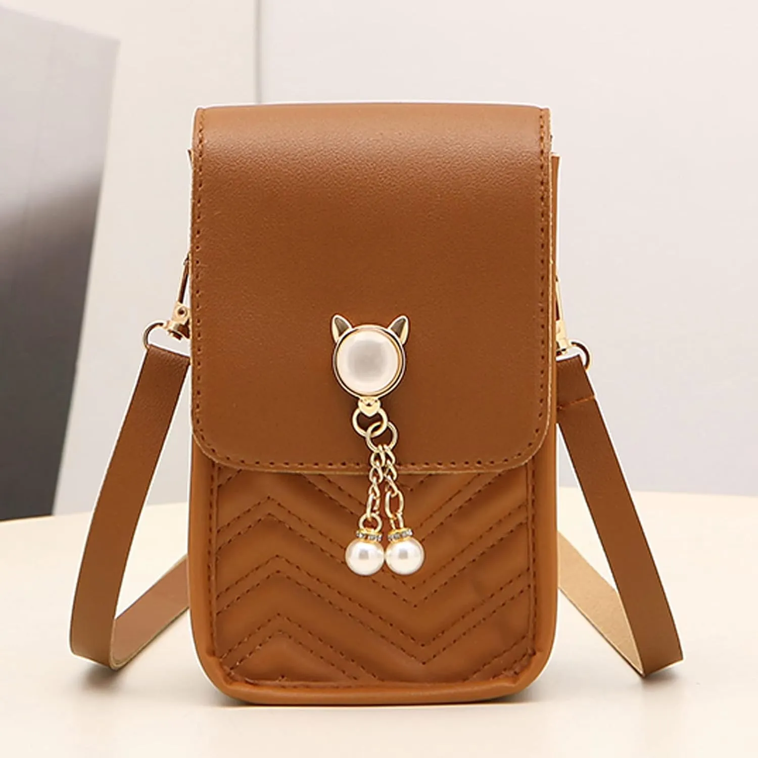 Shoulder Bag for Women Fashion Women Artificial Leather Solid Color Hasp Phone Bag Shoulder Messenger