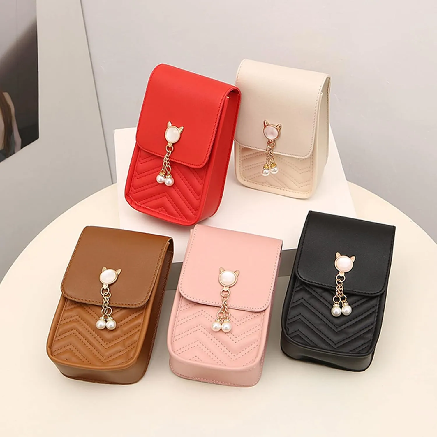 Shoulder Bag for Women Fashion Women Artificial Leather Solid Color Hasp Phone Bag Shoulder Messenger