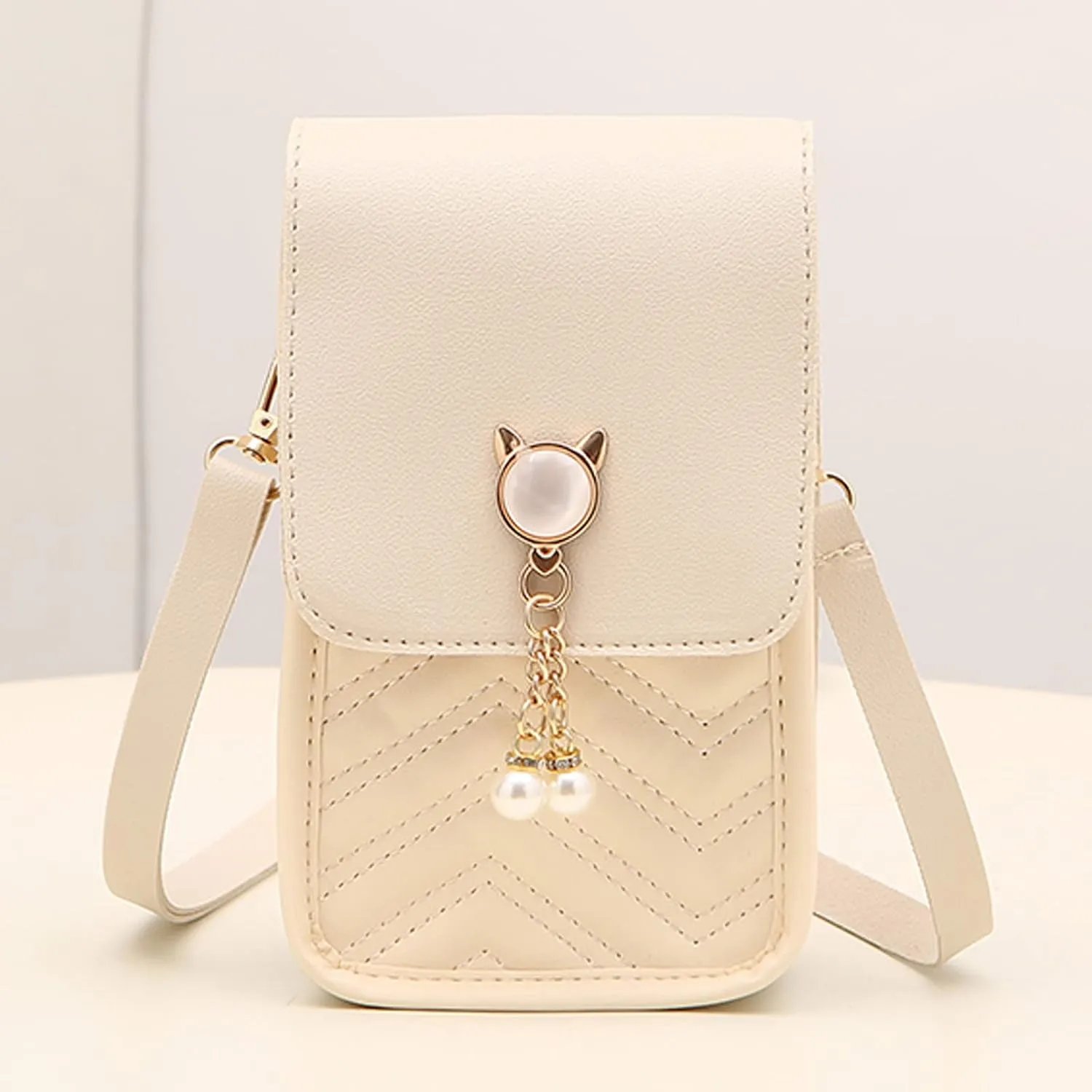 Shoulder Bag for Women Fashion Women Artificial Leather Solid Color Hasp Phone Bag Shoulder Messenger