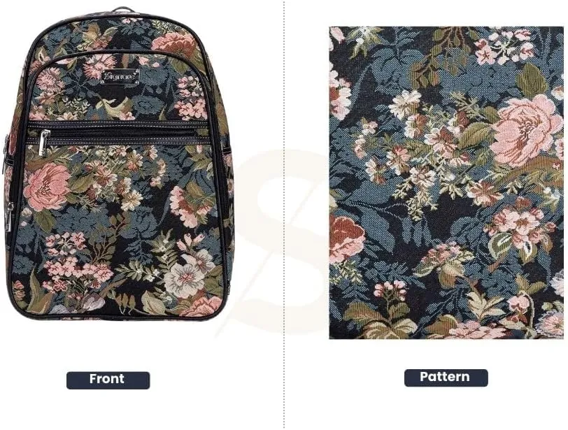 Signare Tapestry Backpack for Women Computer Rucksack Knapsack bookbags for women In Floral Peony Design (BKPK-PEO)