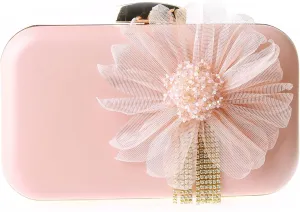 SJSfashion Flower Clutch Purse with crystal trimming Floral Evening Wedding Bag Bridal shoulder Handbag