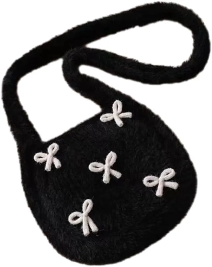 Slouchy Bow-Tie Knit Handbags for Women Casual Tote Bags for Women Woven Shoulder Bag Hobo Bag Satchel Bag Purse