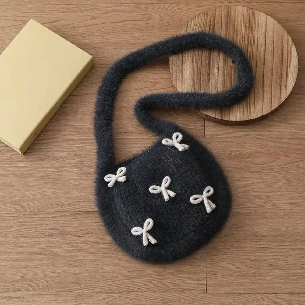 Slouchy Bow-Tie Knit Handbags for Women Casual Tote Bags for Women Woven Shoulder Bag Hobo Bag Satchel Bag Purse