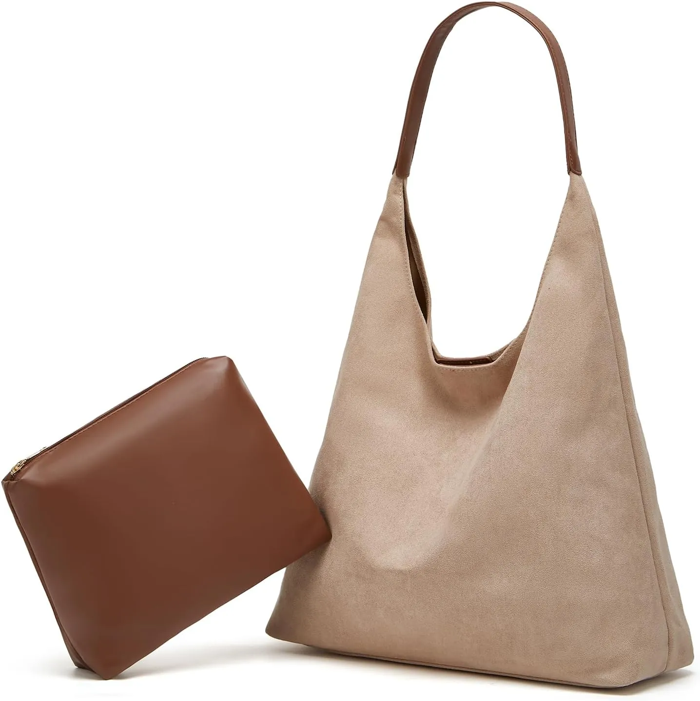 Slouchy Hobo Bags for Women Retro PU Leather Tote Crossbody Bag Soft Large Capacity 2pcs Shoulder Purses Handbags 2025
