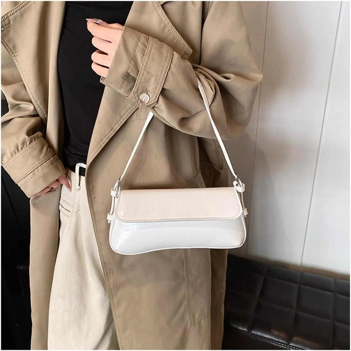 Small Shoulder Bag for women, Flap Underarm Shoulder Bags Women's Pu Leather Crossbody Purse Handbag