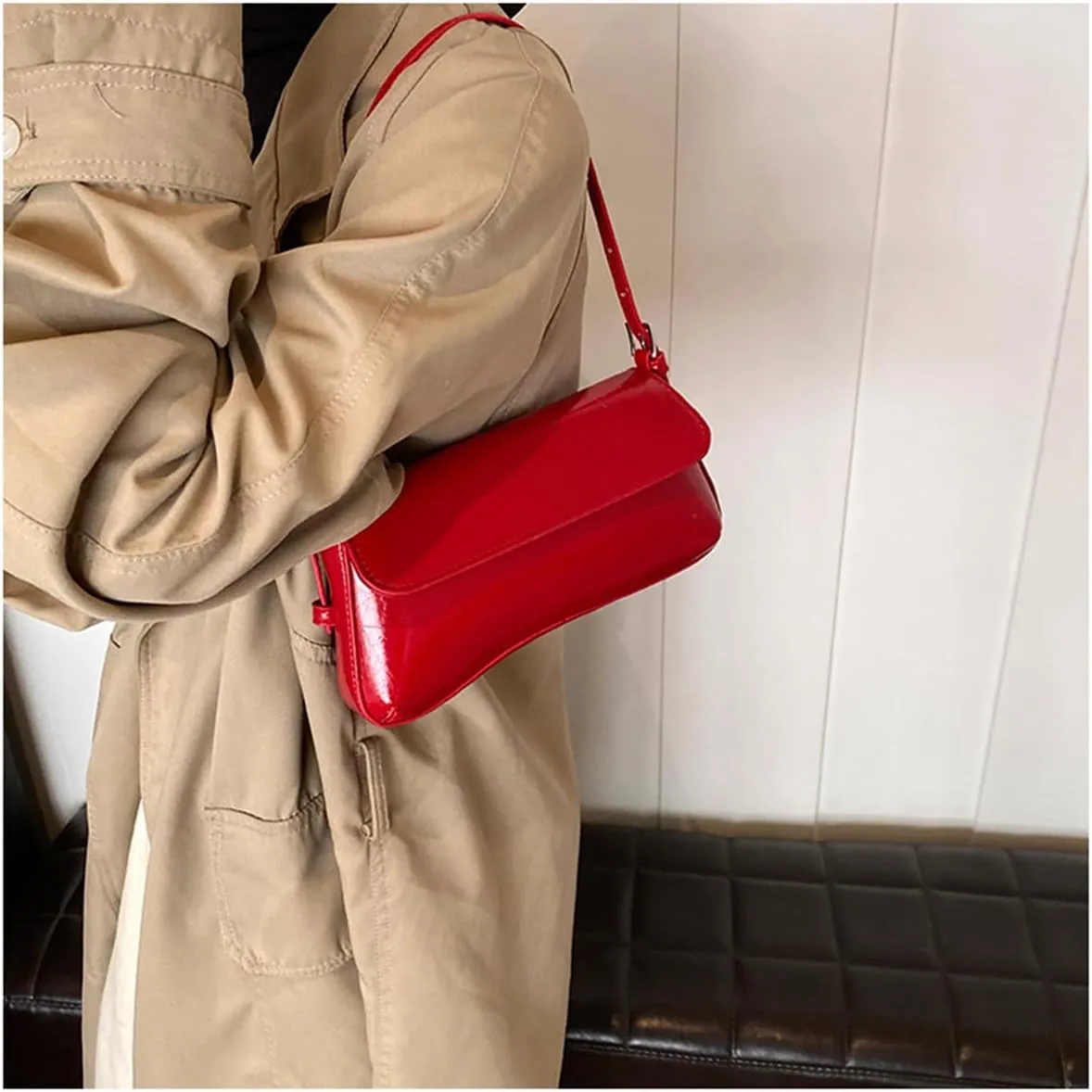 Small Shoulder Bag for women, Flap Underarm Shoulder Bags Women's Pu Leather Crossbody Purse Handbag