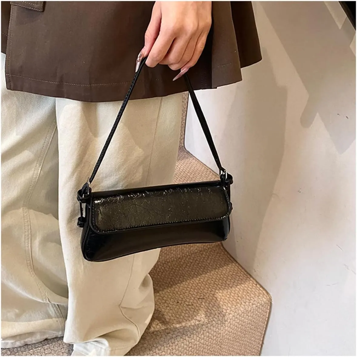 Small Shoulder Bag for women, Flap Underarm Shoulder Bags Women's Pu Leather Crossbody Purse Handbag