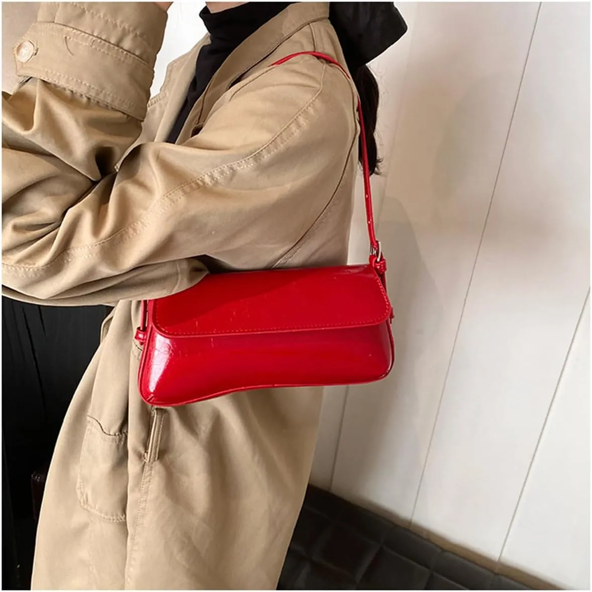 Small Shoulder Bag for women, Flap Underarm Shoulder Bags Women's Pu Leather Crossbody Purse Handbag