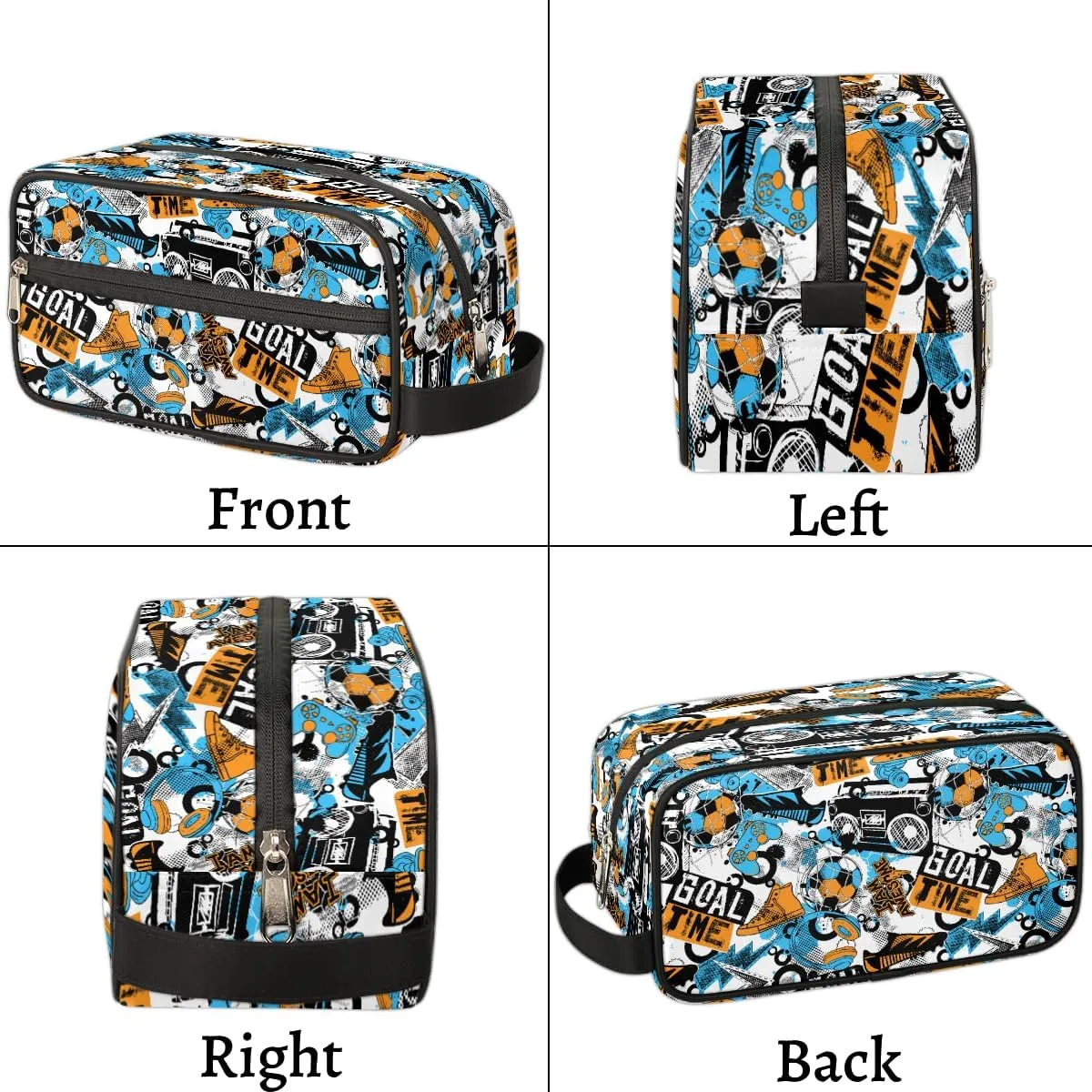 Soccer Graffiti Travel Toiletry Bag for Boys, Waterproof Hanging Dopp Kit with Large Capacity for Men, Shaving Bag for Travel,Sports Shower