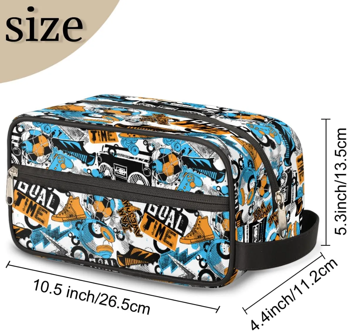Soccer Graffiti Travel Toiletry Bag for Boys, Waterproof Hanging Dopp Kit with Large Capacity for Men, Shaving Bag for Travel,Sports Shower